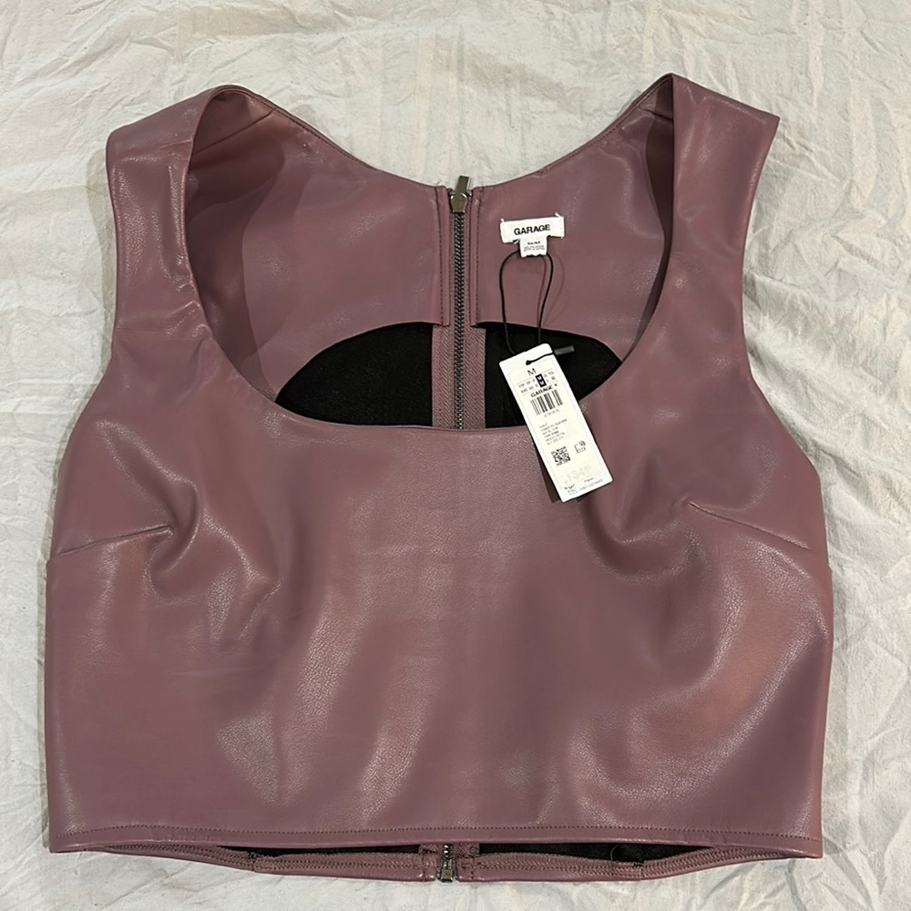 Purple Leather Crop Top from Garage NWT